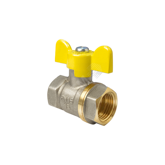 Кран шаровой для газа 11Б27фтМ никелированный 1 1/4' ВВ ручка бабочка VALFEX VF.277.NB3.114