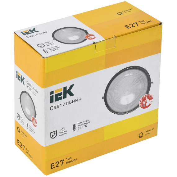 Светильник НПП1101 круг 100Вт IP54 черный IEK