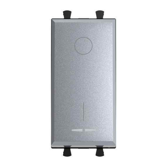 Выключатель двухполюсный одноклавишный модульный, &quot;Avanti&quot;, &quot;Закаленная сталь&quot;, 1 модуль