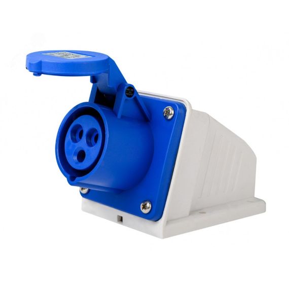 Розетка стационарная 2Р+РЕ 32А 220В IP44 РС-103 SE (Dekraft) 26191DEK