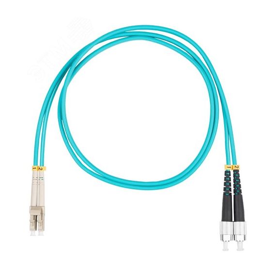 Шнур оптический коммутационный (патч-корд), LC-FC, дуплекс (duplex) OM3, нг(А)-HF, бирюзовый, 15 м Datarex DR-220268