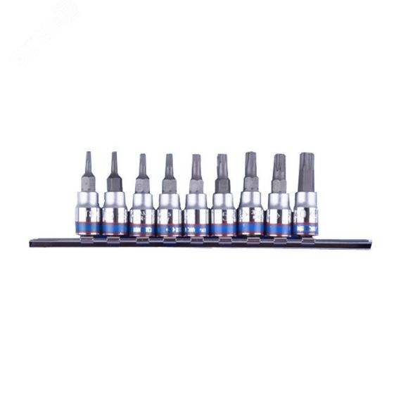 Набор торцевых насадок 1/4', TORX, Т8-Т40 мм, L = 37 мм, 9 предметов King Tony 2109PR