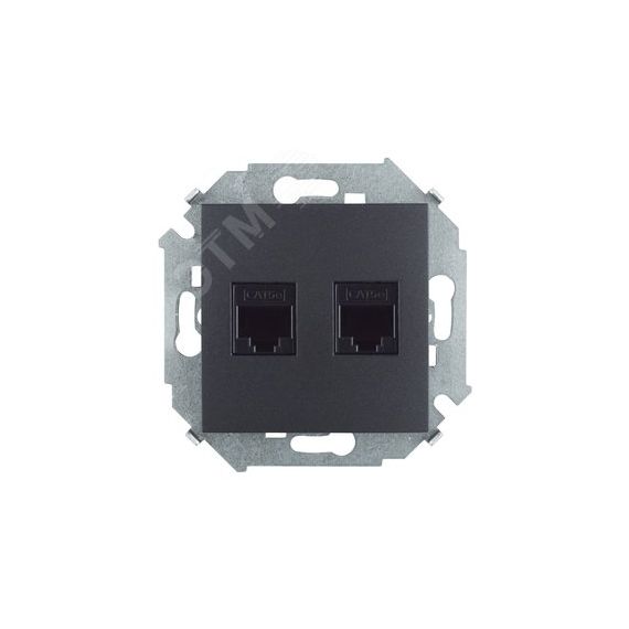 Розетка для передачи данных 2xRJ45 Cat.5e UTP (AMP) цвета графит S15 Simon 1591552-038