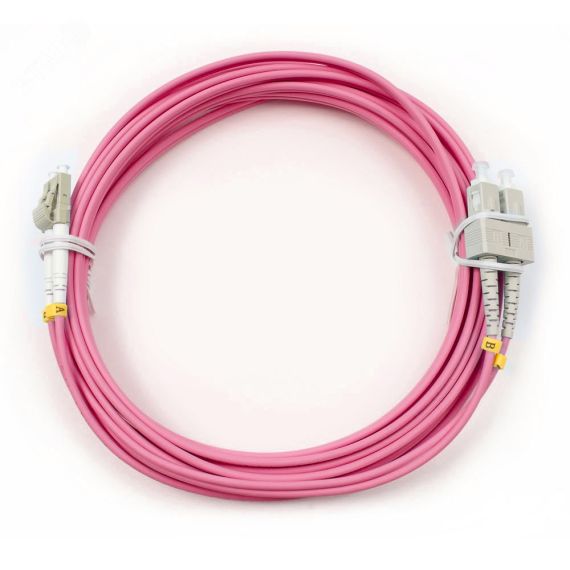 Шнур оптический duplex 7м LC-SC 50/125 мм OM4 LSZH Cabeus FOP-50-OM4-LC-SC-7m