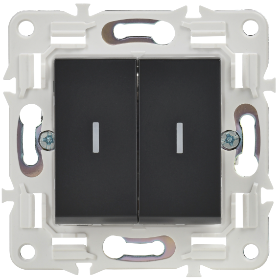 SKANDY Выключатель 2-клавишный проходной с индикацией 10А SK-V10Bl черный IEK