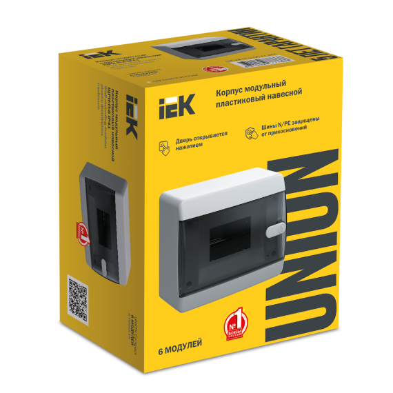 UNION Compact Корпус пластиковый ЩРН-П-6 IP41 черная прозрачная дверь IEK