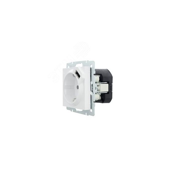 VESNA  Розетка с/з + USB разъём белая Lezard 742-0288-181