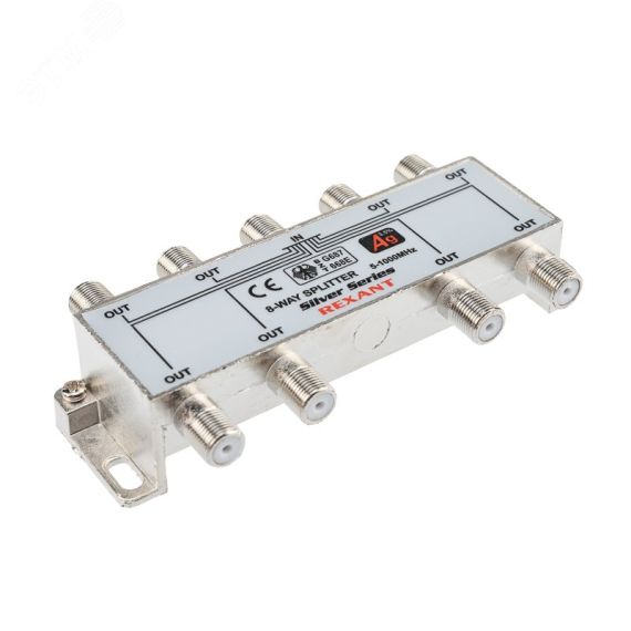 ДЕЛИТЕЛЬ ТВ х 8 + 9шт. F BOX 5-1000 МГц Silver, REXANT 05-6105