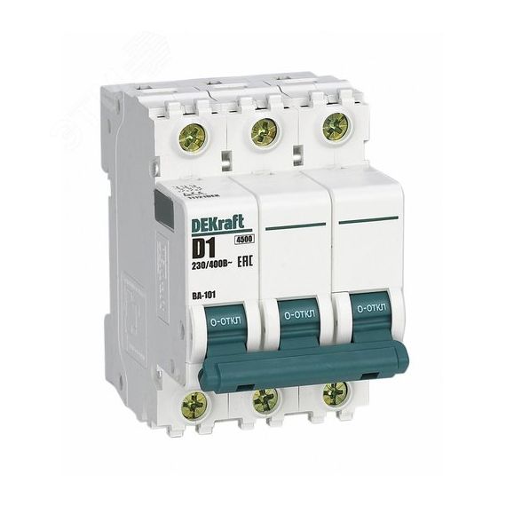 Выключатель автоматический трехполюсный 1А D ВА-101 4.5кА SE (Dekraft) 11121DEK