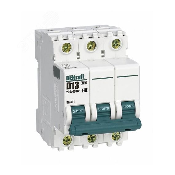 Автоматический выключатель 3Р 13А характеристика D ВА-101 4.5кА SE (Dekraft) 11228DEK