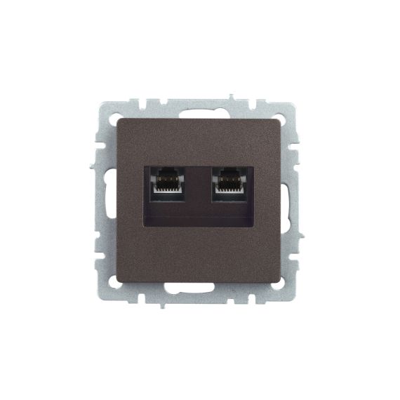BRITE Розетка двойная RJ11+RJ45 кат.5E РК/Т12-БрТБ темная бронза IEK