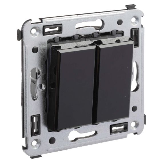 Переключатель двухклавишный в стену, &quot;Avanti&quot;, &quot;Черный квадрат&quot;