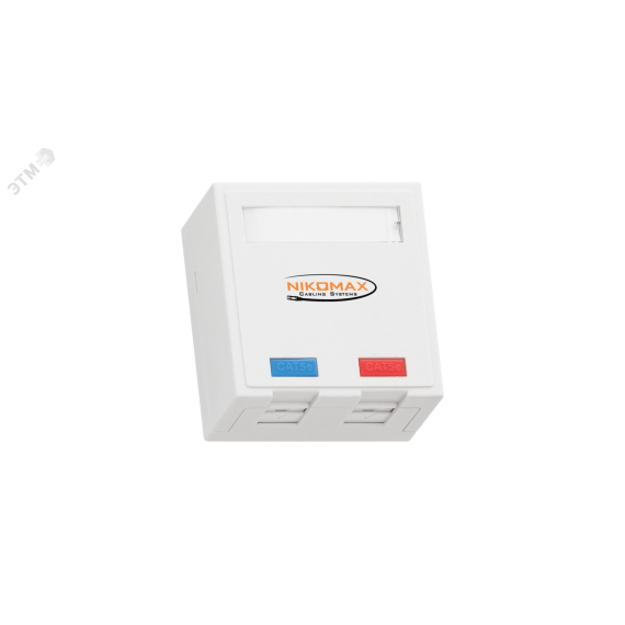Настенная розетка, 2 порта, Кат.5e, RJ45/8P8C, для FT-TOOL, экраннированный, со шторками, белая NIKOMAX/NIKOLAN NMC-WO2SD2-FT-ST-WT