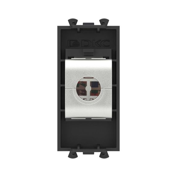 Компьютерная розетка RJ-45 без шторки модульная, кат.5е экранированная, "Avanti", "Черный матовый", 1 модуль