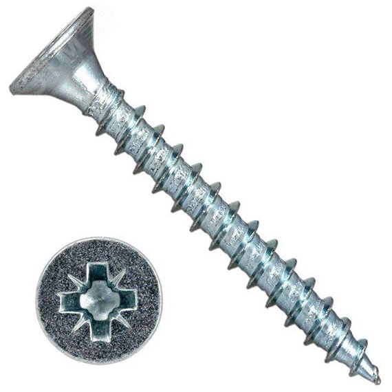 Шуруп универсальный 3,5х35 потайная головка, остроконечный, оцинкованный (1000шт) ХВАТ 20235-7