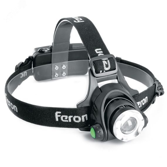 Фонарь светодиодный налобный аккумуляторный ZOOM 5w 2х18650 IP44 пластик алюминий FERON TH2305