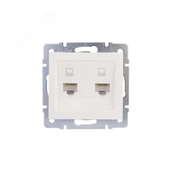 Розетка RAIN компьютерная двойная белая механизм Lezard 703-0288-141