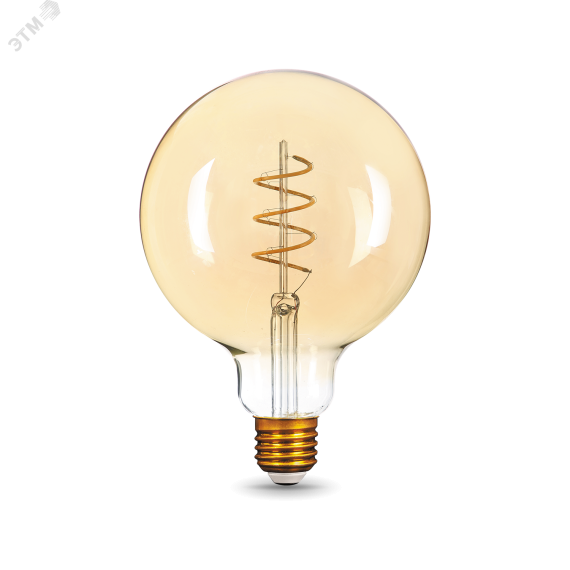 Лампа светодиодная филаментная LED 6 Вт 360 лм 2400К AC185-265В E27 шар G125 теплая золотистая колба Black Filament Gauss Gauss 158802008