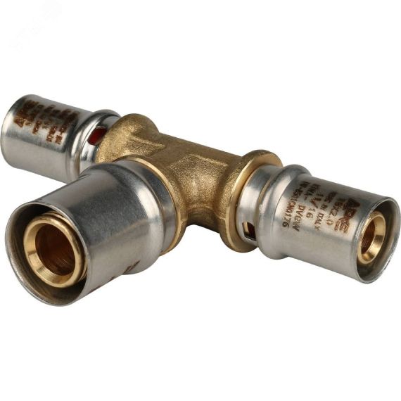 Тройник переходной 16x20x16 для металлопластиковых труб прессовой STOUT SFP-0005-162016