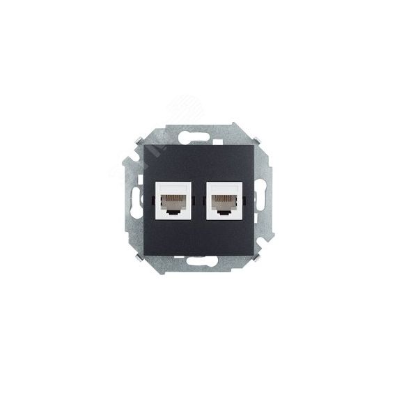 15 Розетка компьютерная двойная RJ45 кат.5е графит Simon 1591593-038