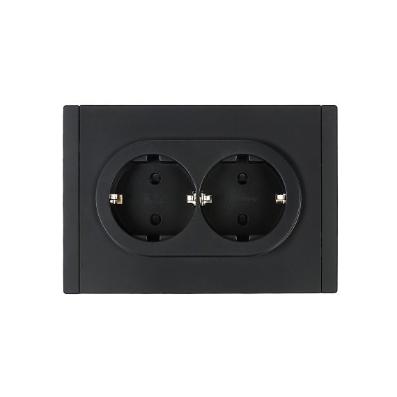 FORTE&PIANO Розетка 2-местная с заземлением с защитными шторками безвинтовое крепление 16А FP123 черный IEK