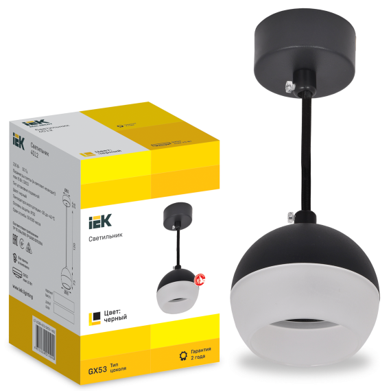 Светильник 4012 подвесной под лампу GX53 черный IEK