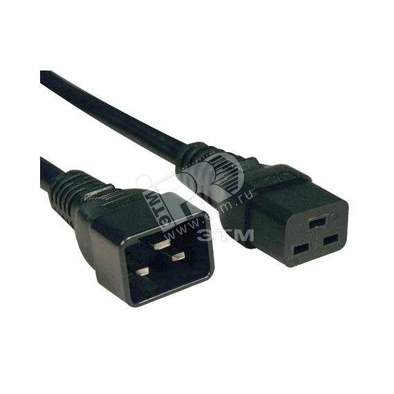 Кабель питания IEC 320 C19 - IEC 320 C20 3x1.5 16A прямая вилка 0.5 м Hyperline 248702