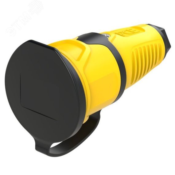 Розетка каб 16A/250V/2P+E/IP54 корпус желтый, крышка и маркер черный PCE 2511-es
