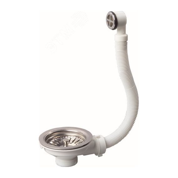 Выпуск для мойки чаша D90 мм из нержавеющей стали с круглым переливом WIRQUIN 30717336