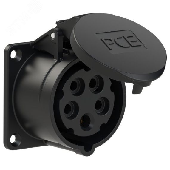 Розетка встраиваемая 16А/400V/3P+N+E/IP44, черная, фланец 70x70 PCE 315-6x