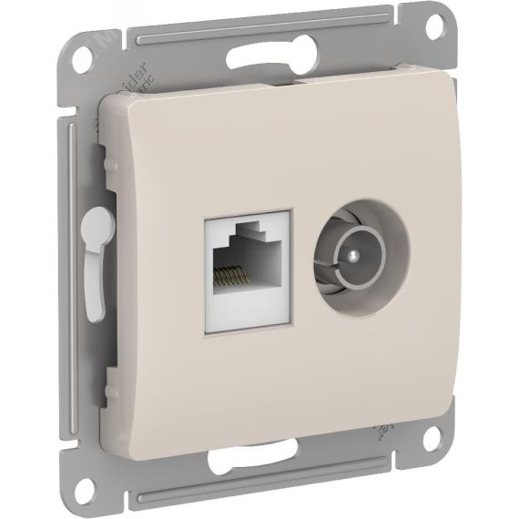 GLOSSA РОЗЕТКА двойная ТВ + компьютерная RJ45, кат. 5Е, МОЛОЧНЫЙ SE (Systeme) GSL000989