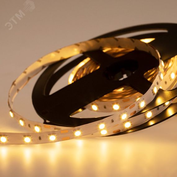 Лента LED открытая, 10 мм, IP23, SMD 5050, 60 LED/m, 12 V, цвет свечения теплый белый REXANT 141-466
