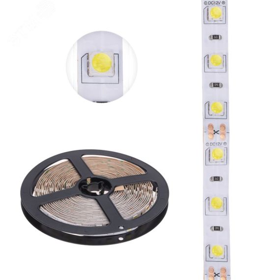 Лента LED 5 м 12 В 5050 6500 К IP23 60 LED/м для БП с клеммами LAMPER REXANT 141-2024