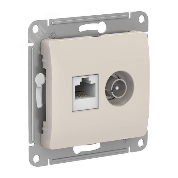 GLOSSA РОЗЕТКА двойная ТВ + компьютерная RJ45, кат. 5Е, МОЛОЧНЫЙ SE (Systeme) GSL000989