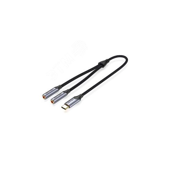 Переходник - разветвитель USB-C M на аудио Jack 3.5 мм Fx2, 0.3 м. Vention BGNHY