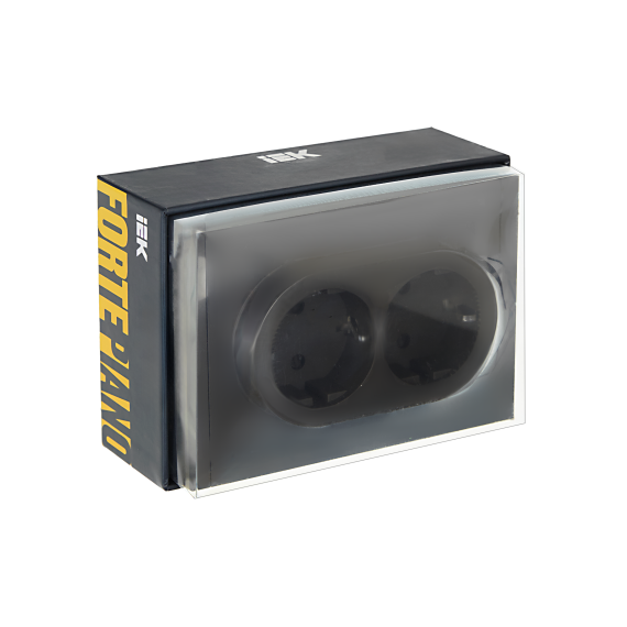 FORTE&PIANO Розетка 2-местная с заземлением без защитных шторок безвинтовое крепление 16А FP324 серый IEK