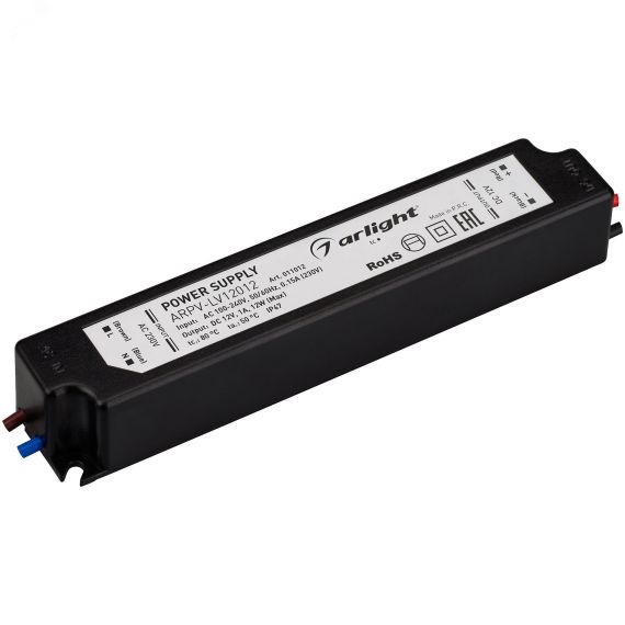 Блок питания ARPV-LV12012 (12V, 1.0A, 12W) (ARL, IP67 Пластик, 2 года) Arlight 011012