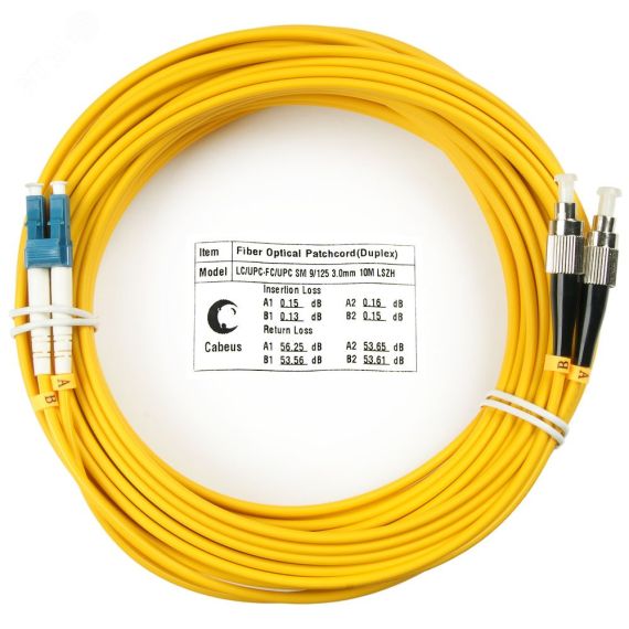 Шнур оптический duplex 25м LC-FC 9/125 sm LSZH Cabeus FOP(d)-9-LC-FC-25m