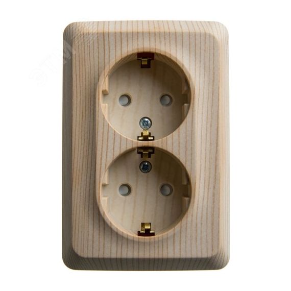 ЭТЮД Розетка угловая двойная открытой установки с заземлением со шт. 16А 250B, сосна SE (Systeme) PA16-108D