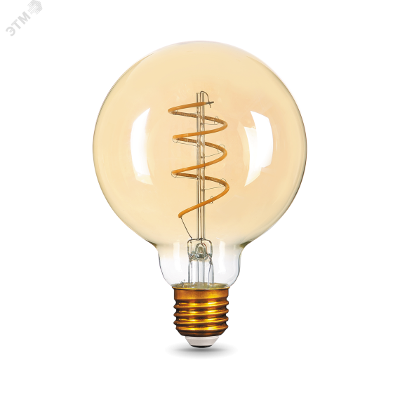 Лампа светодиодная филаментная LED 6 Вт 360 лм 2400К AC185-265В E27 шар G95 теплая золотистая колба Black Filament Gauss 105802007