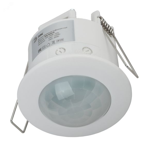 Датчик движения белый 1200Вт IP20 360гр 6М (50/1050) MD 018 ЭРА Б0043795