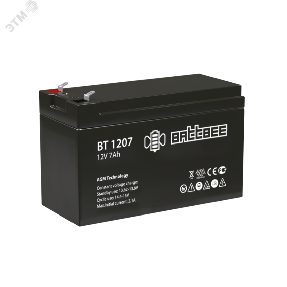 Аккумулятор 12В 7Ач Battbee Battbee (АКБ) BT 1207