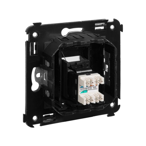 Телефонная розетка RJ-12 в стену одинарная, &quot;Avanti&quot;, &quot;Черный матовый&quot;