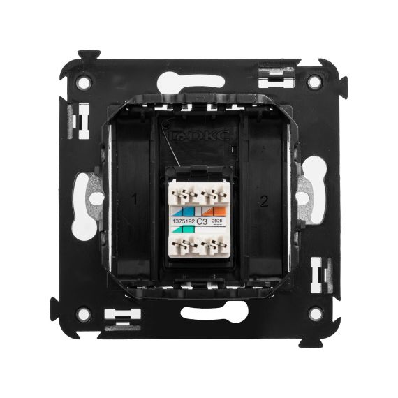 Телефонная розетка RJ-12 в стену одинарная, &quot;Avanti&quot;, &quot;Черный матовый&quot;