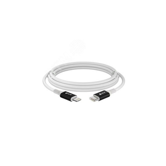 Кабель USB Type C на Lightning, 0.5 м., AL белый-черный силикон, быстрая зарядка Greenconnect GCR-53464