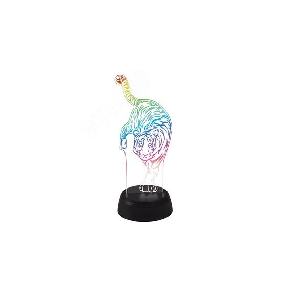 Светильник декоративный ULI-M506 RGB/3AA TIGER/BLACK с эффектом 3D Тигр на батарейках 3AA (не в/к) 1 светодиод RGB свет Uniel UL-00008401