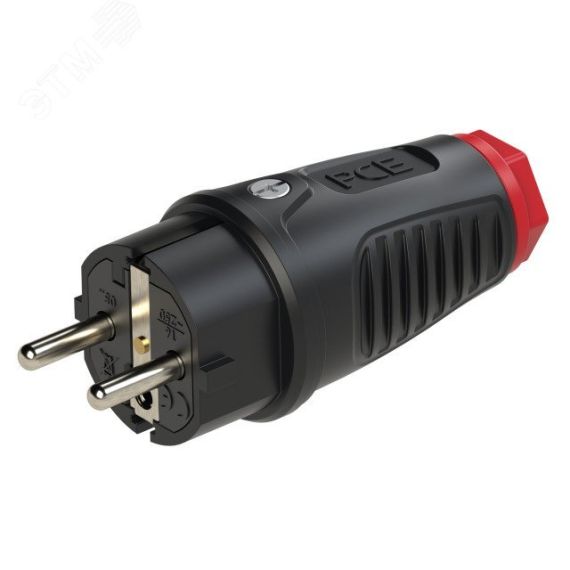 Вилка каб 16А/250V/2P+E/IP44 корпус черный, маркер красный PCE 0522-sr