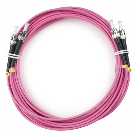 Шнур оптический duplex 5м ST-ST 50/125 мм OM4 LSZH Cabeus FOP-50-OM4-ST-ST-5m