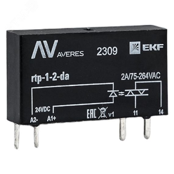 Реле твердотельное однофазное RTP 2 А, для разъема РM slim 23/1 EKF rtp-1-2-da