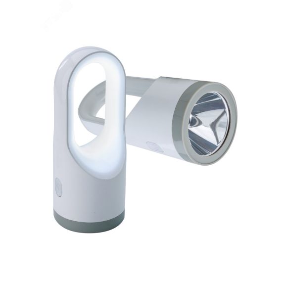 Фонарь аккумуляторный 5W LED +19W LED, 3.7V 1800mah, usb шнур КОСМОС KOSAccu9105W_pearl